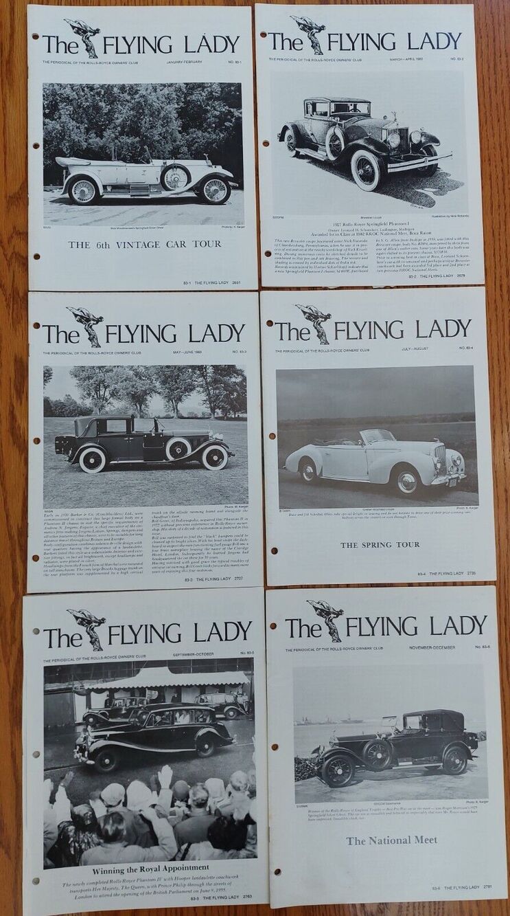 VTG 1983 The Flying Lady Magazine Rolls-Royce Bentley Annual Collection 6 Mags